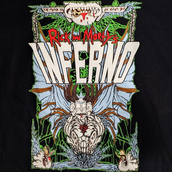 Rick and Morty Inferno black T-shirt men's size XL - Picture 2 of 5